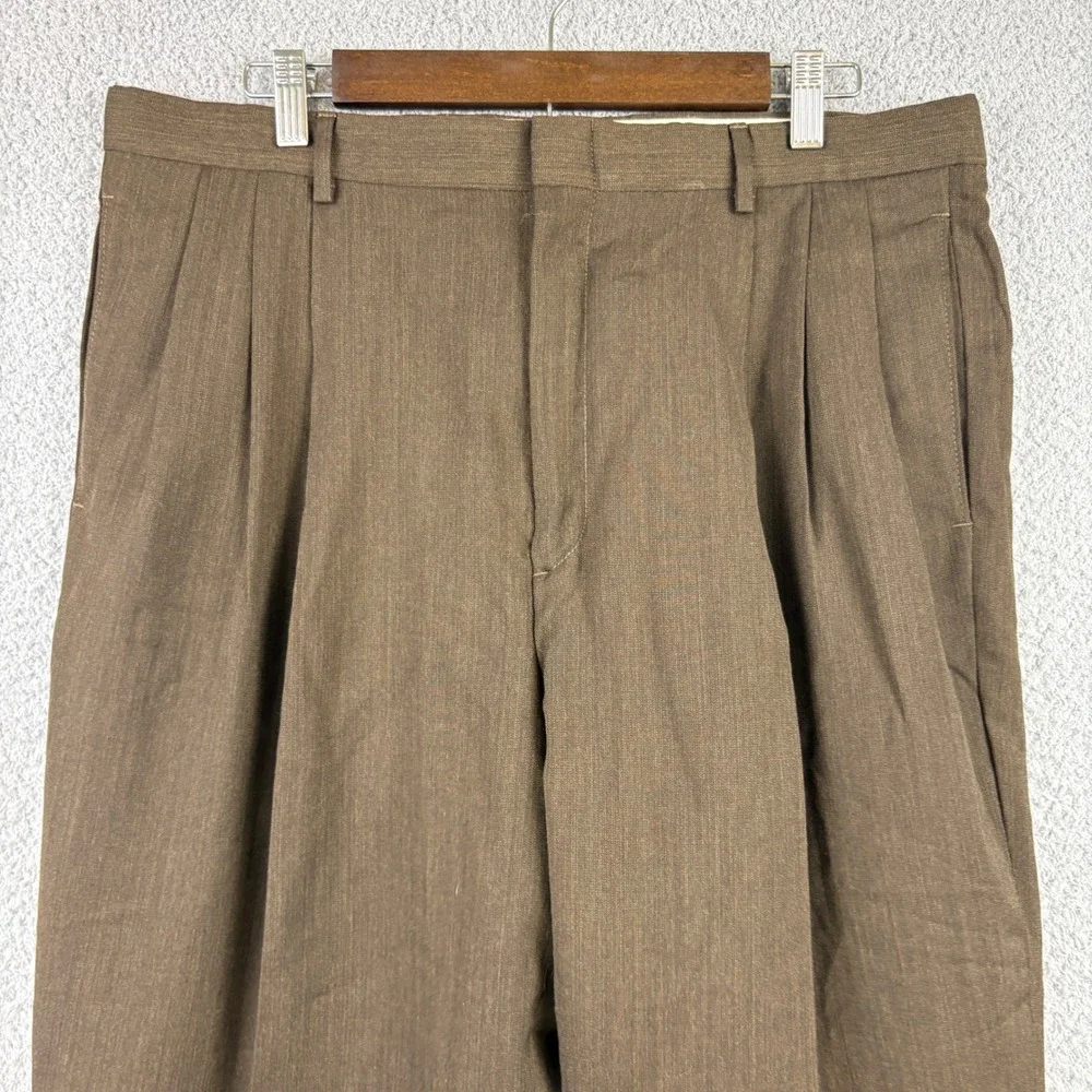 Vintage Dockers Pants Men 36x30 Trouser Pleated Cuffed Worsted Wool Dress Slacks